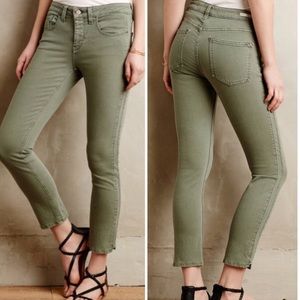 Anthropologie Pilcro Stet Olive Green Denim Jeans Size 28
